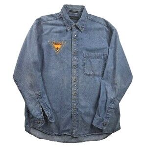 Pittsburgh Steelers Pirates Penguins Womens Denim Button Down Shirt Med Custom